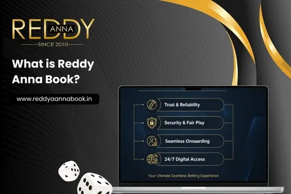 Graphic answering what Reddy Anna Book is, showing the betting panel on a screen